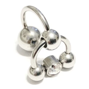 ADJUSTABLE BALLS Tapping Surgical Steel 14g Double Horseshoes Combo for VCH. - Picture 1 of 9