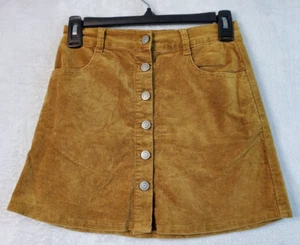 Brandy Melville Skirt Womens Small Yellow Cotton Pockets Belt Loops Button Front - Picture 1 of 10