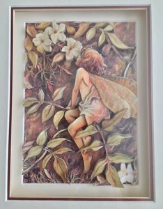 Fairy Girl 3D Carve Paper Art Framed Flowers Nature Matted Fantasy Mythical - Picture 1 of 6