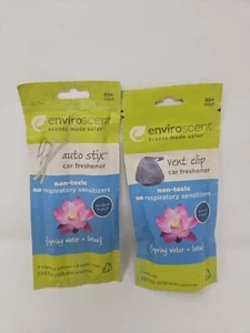 Hanging Car Air Freshener Sticks Spring Water + Lotus.Plus Vent Clip. LOT OF 2 - Picture 1 of 5