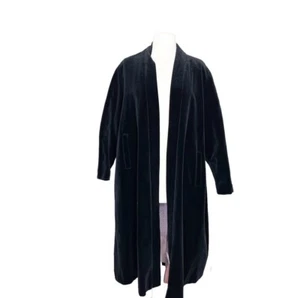 Abrigo Vintage Años 50 Negro Terciopelo Abrigo Seda Forrado Largo Esmoquin Chaqueta Teatro - Imagen 1 de 7