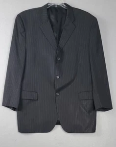 BURBERRY LONDON Black w/Blue Brown Stripes Mens Blazer Sport Coat Jacket - 48 R - Picture 1 of 16