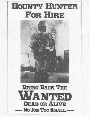 Star Wars Return Of The Jedi Bounty Hunter For Hire Boba Fett Bulloch Poster