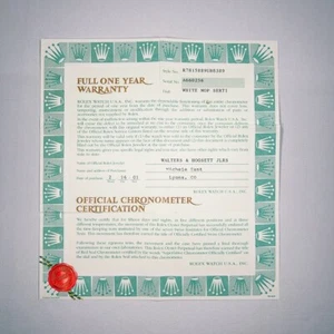 Authentic Vintage Rolex Guarantee Certificate & Sleeve - Picture 1 of 5