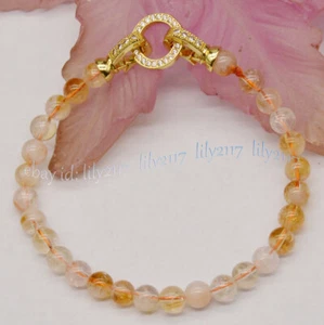 Natural Citrine Round Gemstone Beads Healing Balance Bracelet Women Men 6/8/10mm - Picture 1 of 15