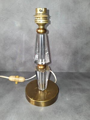 Ancien pied de lampe des années 30 "cristal et laiton" vintage - Photo 1/4