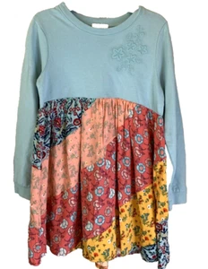 NWT Peek Girls 10 Embroidered Long Sleeve Mixed Print Dress - Picture 1 of 10