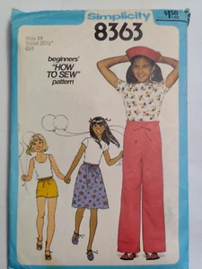Pants Shorts Skirt Girls 14 Simplicity 8363 Sewing Pattern Cut Drawstring Easy - Picture 1 of 10