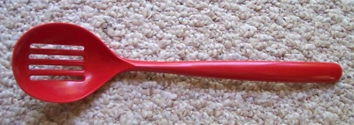 Copco Melamine Slotted Red 11.5" Long Spoon #645 USA Made - Image 1 of 4