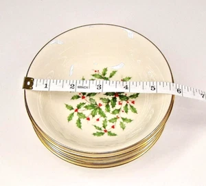 2 VTG LENOX "Special" HOLIDAY Ivory Christmas Holly w Gold DESSERT BOWLS 5 3/4" - Picture 1 of 2