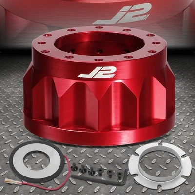 J2 PARA MAZDA 626 ACCENT FORTE 2" ROJO ALUMINIO 6 PERNOS VOLANTE ADAPTADOR BUJE Foto 1 de 4