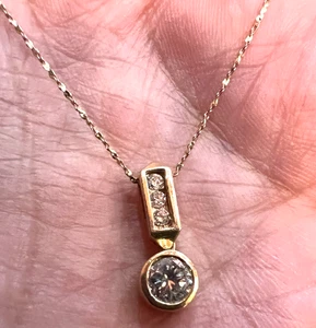 14K Gelbgold Diamant Collier Anhänger Diamant Drehballen zeitloses Design - Bild 1 von 15