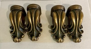 Ornate Gold Curtain Rod Holders Corbels Drapery Scarf Set Of 4 - Picture 1 of 8
