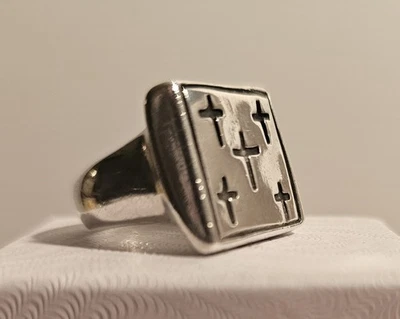 Religious Sterling Silver Ring  Five Cross Design - Image 1 of 4