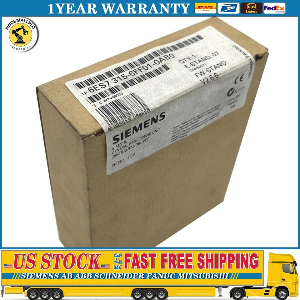 Siemens Simatic S7 CPU -6ES7315-6FF01-0AB0 / 6ES7 315-6FF01-0AB0 -NEW - Image 1 of 2