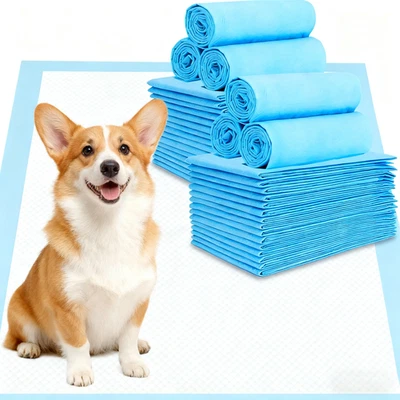 HIBABY 50 Pet Pads for Dogs Ultra-Absorbent Puppy Training Underpad Blue 18in x 24inch