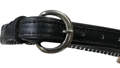 Cinturón Justin Youth Top Grano Cuero de Vaca Talla 26 Negro, Acento Lámina, Western Foto 1 de 4