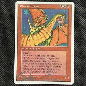 1995 Magic The Gathering cuarta edición Shivan Dragon firmado automático Melissa Benson casi nuevo sin usar - Imagen 1 de 2
