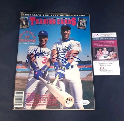 Darryl Strawberry & Eric Davis Signed 1992 Trading Cards Magazine JSA Dodgers - Image 1 of 4