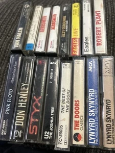 Lot Of 16 Rock Cassette Tapes Pink Floyd Van Halen Aerosmith Doors Ozzy Eagles - Picture 1 of 3