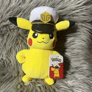 🆕 Peluche Pokémon Capitán Pikachu - Peluche suave de 9 pulgadas con sombrero de capitán amarillo - Imagen 1 de 9