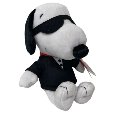 Peanuts Snoopy Secret Agent Joe Cool Plush Toy In Black Suit And Sunglasses Fun - Image 1 of 4