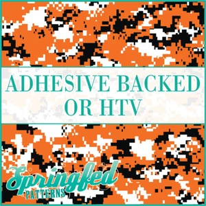 Digital CAMO in Orange, Black & White Adhesive Vinyl or HTV Heat Transfer Vinyl - Picture 1 of 2