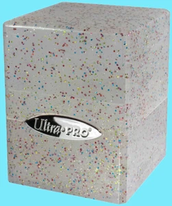 ULTRA PRO GLITTER CLEAR SATIN CUBE Case Card Compartment Storage Deck Box ccg - Picture 1 of 4