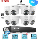 ZOSI 5MP POE CCTV Dome Camera System Outdoor Color Night Vision 8 Channel NVR 2T