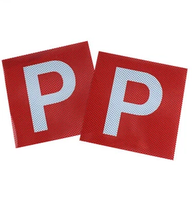 Red P Plate Probationary Decal- Easy To Apply And Remove - One Pair #PWRCV - Picture 1 of 3