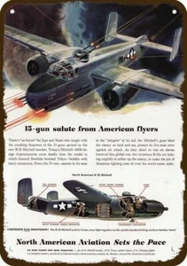 1944 NORTH AMERICAN AVIATION B-25 MITCHELL Bomber DEKORATIVE REPLICA METAL SIGN - Bild 1 von 1