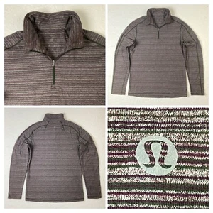 Lululemon Surge Cálido 1⁄2 Cremallera Polar Rayas Nocturnas Negro Cereza Gator Para Hombre L? Suéter - Imagen 1 de 10