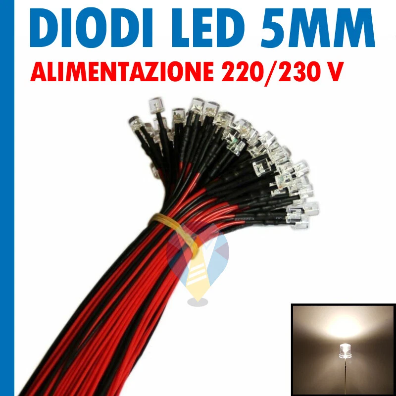Led 220V bianco caldo per Vimar 00936.A Bticino LN4742V230 Gewiss GW10882 5mm - Immagine 1 di 1