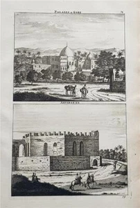 RARA ANTICA DE BRUYN c1700 STAMPA INCISA VEDUTE AL CAIRO, EGITTO, MEDIO ORIENTE - Foto 1 di 1