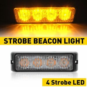 4LED Truck Beacon Warning Car Hazard Flash Light Strobe Direct Replacement Amber
