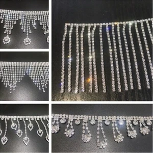 1 Yard Rhinestone Trimming Tassels Fringe Diamante Sewing DIY Crafts Accessories - Picture 1 of 16