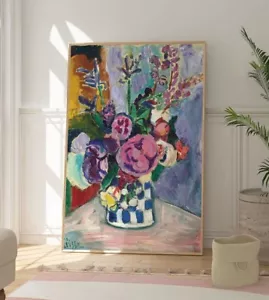 Matisse Still Life Flower Vase Print, Modern Abstract Poster, Vibrant Artwork - Picture 1 of 5