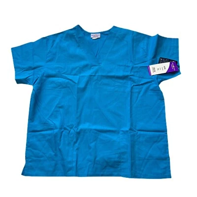 PEACHES Uniforms Womens  SCRUB top Sz XL Blue 4256 Pockets NEW - Image 1 of 4