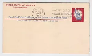 TurtlesTradingPost -Statue of Liberty Reply Card #UY16 FDC 1956 - Picture 1 of 2
