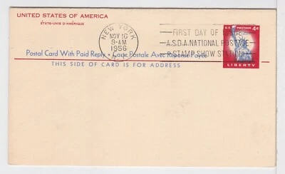 TurtlesTradingPost -Statue of Liberty Reply Card  #UY16 FDC 1956 - Image 1 of 2