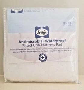 SEALY Antimicrobial Waterproof Fitted Crib Mattress pad 52x28 ~ NEW! - Picture 1 of 2