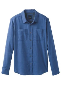 prAna Trey Ls Flannel Shirt Men's Long Sleeve Shirt Equinox Blue XXL - Picture 1 of 1