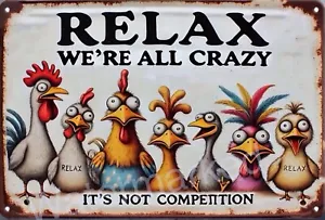 CHICKENS FAMILY Rustic Look Vintage Tin Metal Sign Man Cave, Shed-Garage & Bar - Picture 1 of 2