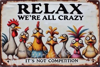 CHICKENS FAMILY  Rustic Look Vintage Tin Metal Sign Man Cave, Shed-Garage & Bar - image 1 of 2