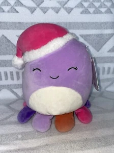 Squishmallows 8" Beula Octopus Purple Pink Santa Hat Christmas Holiday Plush - Picture 1 of 13