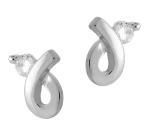 Bella Orecchini a Farfalla Orecchini Zirconia Bianco 925 Argento Nuovo Circuito - Foto 1 di 2