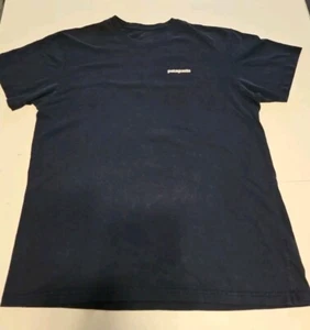 Patagonia Logo T- Shirt Men's Size L Navy Blue Short Sleeve Crew Neck Reg. Fit - Picture 1 of 11