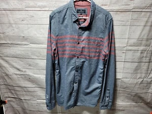 Buffalo David Bitton Western Blau Rot Langarm Hemd mit Knöpfen XL Slim Fit - Bild 1 von 7