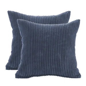 Throw Cushion Covers Pillowcase 18x18 Inch Navy Blue w Zipper Set of 2 - Picture 1 of 7