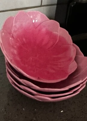 4 cuencos de melamina Cynthia Rowley pequeños cuencos de pétalos de flores rosa brillante Foto 1 de 4